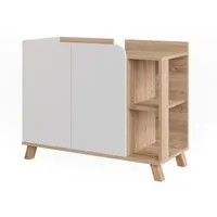 Vicco Waschbeckenunterschrank Karen, Sonoma/Weiß, 80 x 65 cm mit 2 Türen (1-St)