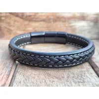 NAHLE Lederarmband Leder elegantes Armband Echtleder – geflochten mit Magnetverschluss, Echtleder, geflochten, Magnetverschluss, +1,5 cm Erweiterung