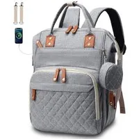 ibettertec Wickelrucksack Wickeltasche Rucksack Großer Baby Wickelrucksack mit Multifunktions (und Kinderwagengurte - für Mama und Papa, 16 Taschen), Mommy Bag