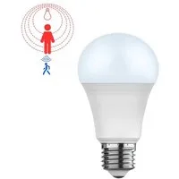 Jibenhome LED-Leuchtmittel E27 Glühbirne mit Bewegungsmelder Dämmerungssensor, 12W Birne Lampe, 1 St., Warmweiß/Weiß, Warmweiß/Weiß Automatisch Auf Aus Licht für Treppen Toiletten Balkon