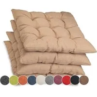 sunnypillow Stuhlkissen 4er Set Stuhlkissen mit Bändern Ontario, Beige