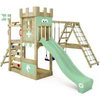 Wickey Spielturm DragonFlyer Stelzenhaus – Ritterburg mit Kletteranbau, Unvergessliche Erlebnisse für Kinder mit 10 Jahren Garantie*