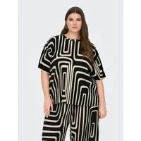 ONLY CARMAKOMA Kurzarmshirt CARRAVENNA S/S PLISSE AOP TOP JRS NOOS