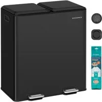 SONGMICS Mülleimer Integrierte Duftspender, Mülleimer Küche, 2 Fächer, Mülltrennsystem, Softclose, 2 x 30 L