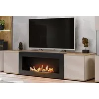 Inn.Furn Lowboard Cathlyn (TV Unterschrank mit integriertem Kamin, Eiche und Kaschmir, 160 cm), Push-To-Open-Funktion