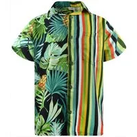 King Kameha Hawaiihemd Stripes Funky Hawaii-Hemd Herren Kurzarm Front-Tasche Stylish Unisex