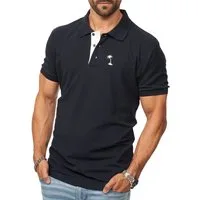 DAILY COTTON Poloshirt in Kurzarm als Freizeit Polo T-Shirt - Polo-Hemd für Herren (1-tlg) Männer Polohemd im Regular-Fit in Piqué-Qualität mit Palmen-Logo