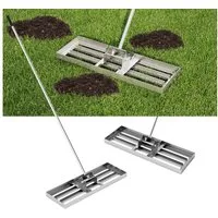 COSTWAY Rasenrechen, mit 170,00 cm langem Stiel, 75 x 25cm, Rasenwerkzeug mit Griff, Metall, Silber