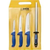 ErgoGrip Starter-Set, 4-teilig, Messer blau, Blockmesser, Ausbeinmesser, Stechmesser, Wetzstahl