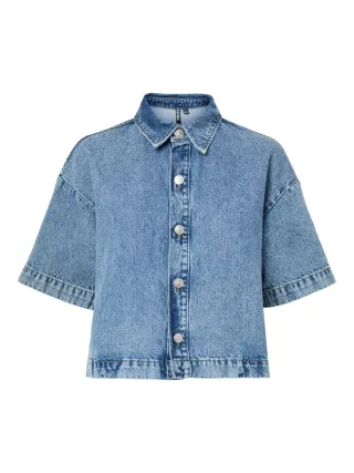 PIECES - PCSKY SS A-SHAPE DENIM TOP NOOS BC Medium Blue Denim - Gr. - XL