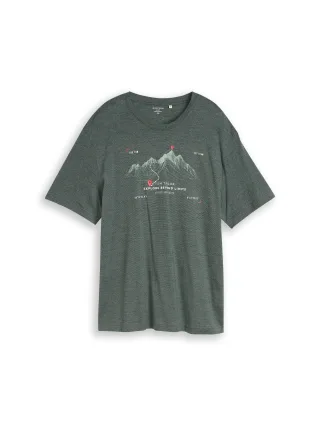 Tom Tailor - Plus Size - T-Shirt mit Print mint olive injected stripe - Gr. - 4XL