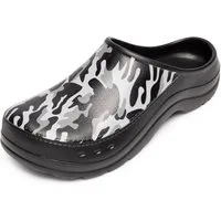 Ladeheid Gartenclogs für Herren Ultraleicht EVA Gartenschuhe LA-CA-26 Clog (42 EU, Schwarz/Weiß Tarnmuster) Wasserdicht & Flexibel