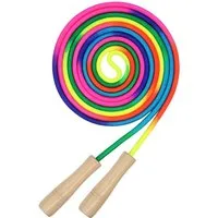 Diwzbyn Springseil Kinder, Verstellbare Seilspringen für Fitness, 250/500CM Jump Rope, Kinder mit Holzgriff und Regenbogen-Springseil