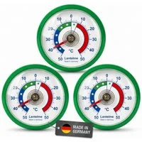 Lantelme Kühlschrankthermometer 3 Stück Selbstklebend Gefrierschrank Kühltheke Kühlschrank Thermometer, 3-tlg., 3 Stück im Set, Farbauswahl, Klebepads anbei, Deutsche Herstellung, Temperaturanzeige + - 50°C Analog