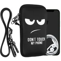 kwmobile Handytasche Handytasche für Smartphones L - 6,5" (1-tlg), Neopren Handy Hülle mit Kordel - Tasche mit Handykette 16,5 x 8,9 cm