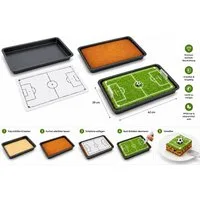 Zenker Backform Kuchenblech mit Fußballfeld-Schablone Premium Backform für Sportfans