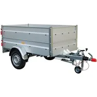 STEMA PKW-Anhänger BASIC 850, max. 650 kg, inkl. Bordwandaufsatz und Flachplane