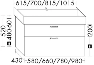 Burgbad Waschtischunterschrank System 30 Preisgruppe 3 Diago 520x580x430 Trend- oder RAL-Farbe Matt WZCC058F5347