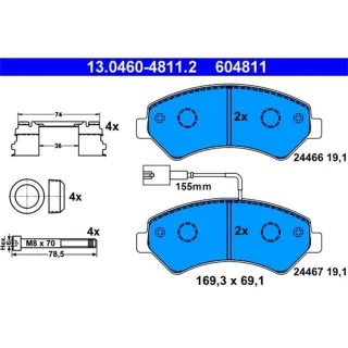 ATE Bremsbel?ge vorne Citroen Jumper Fiat Ducato Peugeot Boxer 2.0 - 3.0