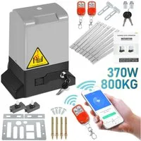 Clanmacy Schiebetorantrieb 370W Torantrieb Toröffner Motor 800kg Schiebetor APP Komplett-Set, mit Gleitschiene, (IP44 wasserdicht, mit 2 orangen Schlüssel und 1 Fernbedienung), Betriebene Türen Eisenwaren