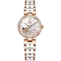 OLEVS Automatikuhr OLEVS Automatik Damenuhr Rosegold & Weiß Keramik, Herz-Design 7086