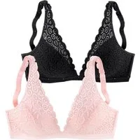 petite fleur by Lascana Bralette-BH (Packung, 2 Stück) ohne Bügel aus Spitze, Dessous