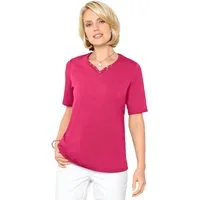 GOLDNER T-Shirt Halbarm Basic-Shirt aus Baumwolle Herzausschnitt mit funkelnden Details, bequeme Passform