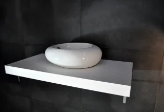 Neuesbad Waschtischplatte Konsole 60x50cm, Weiss Echtholzfurnier NB1KPL60-WE