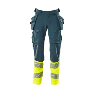 MASCOT Herren Hose mit Hängetaschen ACCELERATE SAFE Dunkelpetroleum / Hi-vis Gelb 60 - 19131-711-4417-82C60