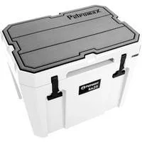 Haft-Auflage für Petromax Kühlbox kx25, Abdeckung grau, mit Linienstruktur und Schriftzug