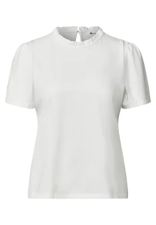 Street One - T-Shirt mit Rundhals und Rüschendetails off white - Gr. - 38