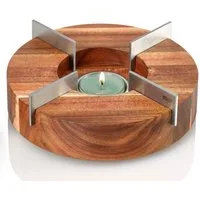 AdHoc Stövchen TUTO, (1-tlg), Speisewärmer und Kannenstövchen aus Holz & Edelstahl 16 cm