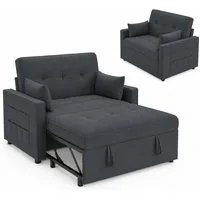 AMERLIFE Schlafsofa mit 5-stufiger Verstellung, 3-in-1, Dunkelgrau, 1 Teile, Verstellbare Kopfstütze