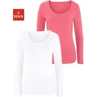 Vivance Langarmshirt aus elastischer Baumwoll-Qualität (2er-Pack) sommerliches Langarmshirt