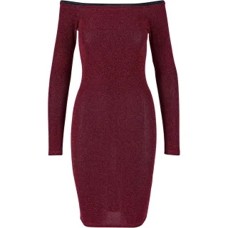Urban Classics - Kleid Schulterfrei für Damen Langärmlig (Burgunderrot)