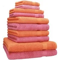 Betz Handtuch Set 10-tlg. Handtuch-Set CLASSIC Farbe orange und altrosa, (Set, 10-St)