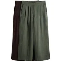 The Set Dehnbund-Hose The Set Bundfaltenhosen mit weitem Bein, 2er-Pack (2-tlg)