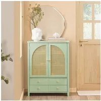 SoBuy Sideboard FSB72, Kommode Wohnzimmer Buffet, mit Gitteroptik-Türen, Küchenschrank Schuhschrank mit Gitteroptik-Türen Aufbewahrungsschrank