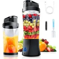 AIMAX Akku-Smoothie-Maker Tragbarer Mixer 700ml Mini Standmixer to Go - 6 Klingen Smoothie Maker, USB Shaker Bottle für Saft, für Küche, Reise, Büro, Fitness, Camper