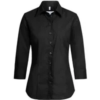 GREIFF Kurzarmbluse Greiff Corporate Bluse BASIC Damen 3/4 Kent Regular-Fit Schwarz