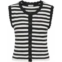 Noisy may Longweste Gestreiftes Design Knopfleiste klassischer Rundhals Stil (1-tlg) NMTRUE S/L O-NECK BUTTON VEST FWD DD