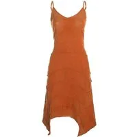 Vishes Sommerkleid Damen Träger Patchwork Zipfelsaum Baumwolle Gewebt Alternative Mode, Boho, Hippie, Ethno, Festival