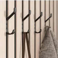 FOUORTUNATE-BEE Kleiderhaken Garderobenhaken, Kleiderhaken zum Schrauben, Haken für Akustikpaneele, Schlafzimmer, Wohnzimmer, Badezimmer, (6-St), Wandhaken für Garderobe, Jacken, Hut, Metall, Schwarz 10CM