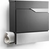 NewHabitat Briefkasten Moderner Wandbriefkasten Personalisierbar Anthrazit RAL7016 (Komplettset, Modell: Manhattan), Rostfrei