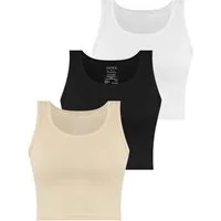 Janice Tanktop 3 x Damen crop Top Namlea Kurzes Tanktop aus Baumwolle