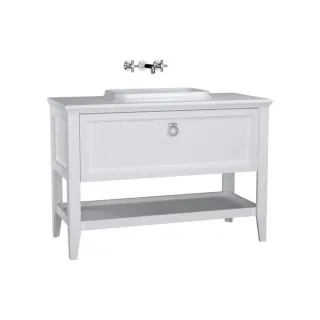 VitrA Valarte Einbauwaschtisch-Möbel-Set 62201 118 x 52 x 87,5 cm, 1 Vollauszug, Korpus weiß matt/Waschtisch weiß hochglanz