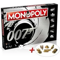 Winning Moves Spiel Monopoly - James Bond + 6 EXTRA Gold Spielfiguren, Brettspiel, komplett zweisprachig in Deutsch und Französisch