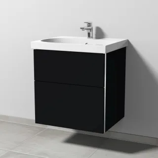 Sanipa 3way Waschtischunterbau zu Geberit Acanto Waschtisch mit 2 Auszügen, Schwarz-Matt BS41508