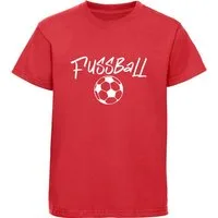 MyDesign24 T-Shirt Kinder Fussball Print Shirt - Ball mit Fussball Schriftzug Bedrucktes Jungen und Mädchen Fussball T-Shirt i487