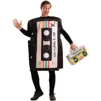Fyasa Kostüm Kassette Back to the 80s Mixtape Verkleidung für Erwachsene